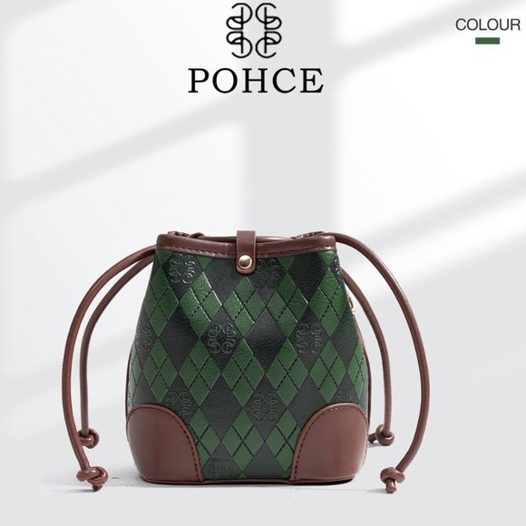 POHCE bucket bag 2023 NWT Green shoulder bag fashion texture bucket bag 2211 - Picture 2 of 12